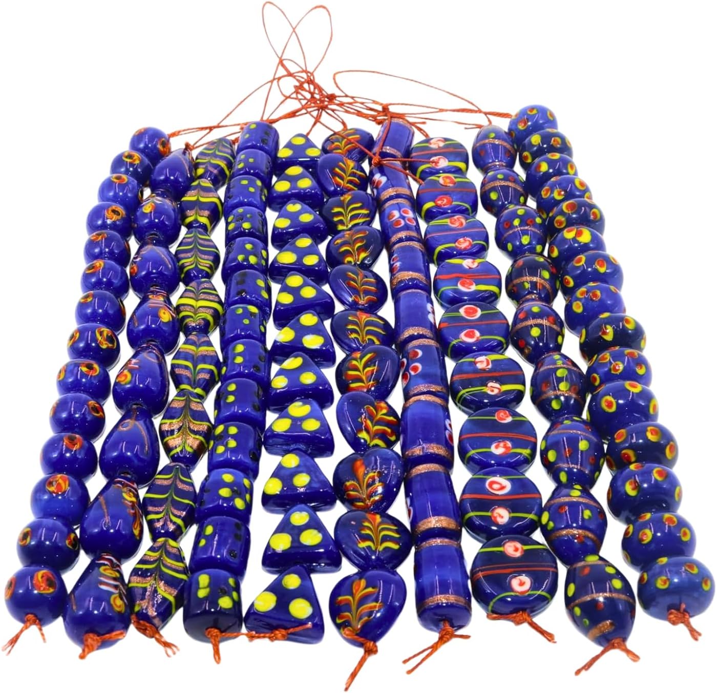 Multi Style Glass Beads for Jewelry Making, Blue Decorative Javanese Beads (20)