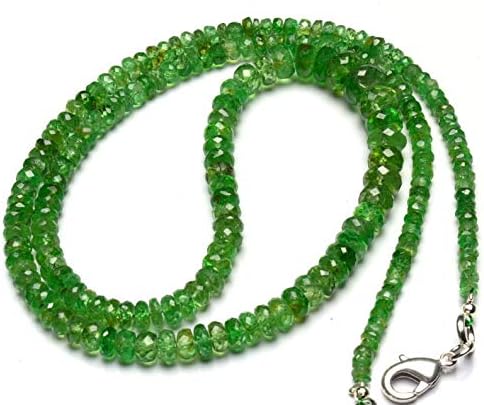 Natural Gemstone Tsavorite Faceted 3 to 7MM Big Size Rondelle Beads 20 Inch Full Strand Very Rare Gem Beads Necklace Green Garnet