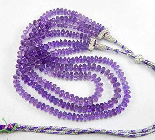 Natural Faceted Purple amethyst 7-8 mm rondelle beads 18 inches necklace Code-HIGH-47376