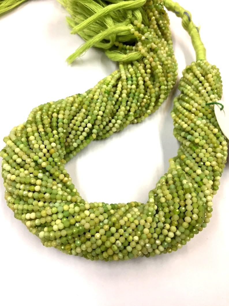 13 inch Strand of Natural gem Chrysoprase, 2-2.5mm rondelle Faceted Beads for DIY Jewelry Making. | Beads_03762, As Per Photo