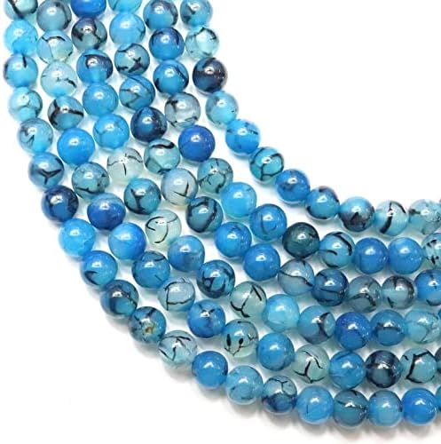 13 inch Strand of Natural gem Dragon's Vein Agate, 10 mm Round Smooth Beads for DIY Jewelry Making. | Beads_03750