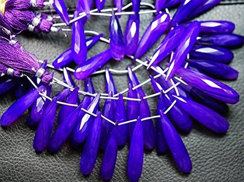 8 inch Strand of Natural Chalcedony 20-35mm Drop Faceted briolette Beads for DIY Jewelry Making. |BRIO_01653