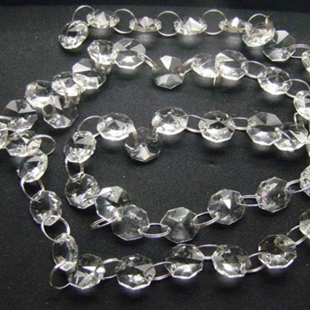 1 Meter/Lot Octagon Beads Crystal Clear Color Chromium Rings In Christmas Party&/Door Curtain Decor Accessory Festive &/Party - (Color: 30meters)
