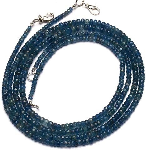 Natural Gemstone Moss Aquamarine Faceted 3 to 5.5MM Size Rondelle Beads Necklace 22 Inch Full Strand Very Rare Gem from Brazil