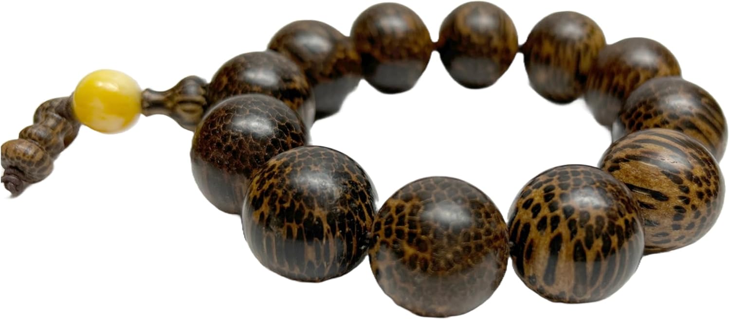 Natural Scale Dots Pattern Wood Beads Hand Rosary Praying Bracelet Aws4687