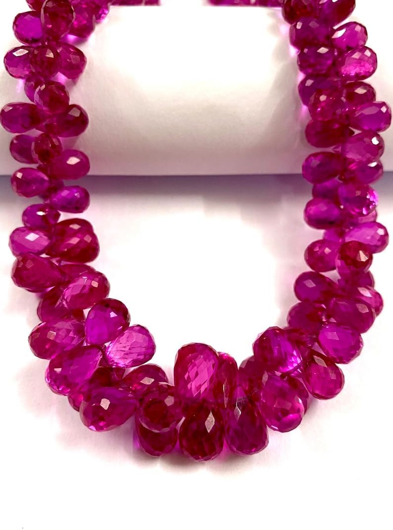 Natural Pink Spinel Teardrop Faceted Beads 5x8-8x9mm 18 inch Long String Jewelry Making Gemstone Beads for Necklace Bracelet