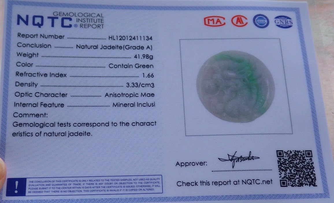 Certified Green Natural A Jade jadeite Pendant Dragon Bead 生意兴隆 686478 AS