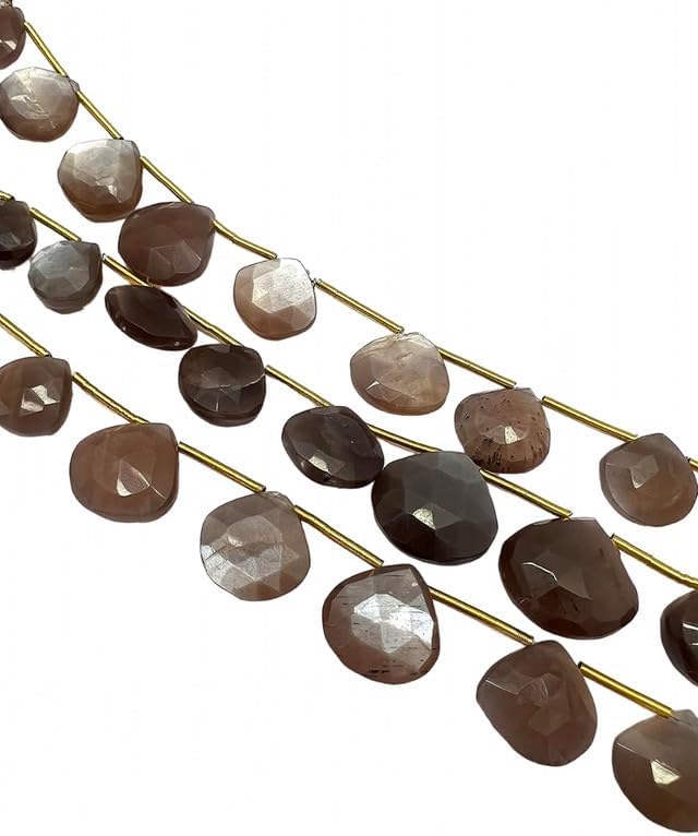 1 Strand Natural Grey Moonstone Chocolate Shade 15 Pieces Beads Size 9x9-14x14mm Shape Heart Cut Faceted Making, Beading & Craft Supplies CHIK-STRD-76671