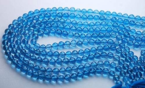10 Inch Strand,Natural Swiss Blue Topaz Micro Faceted Round Balls,5mm Code-HIGH-62987