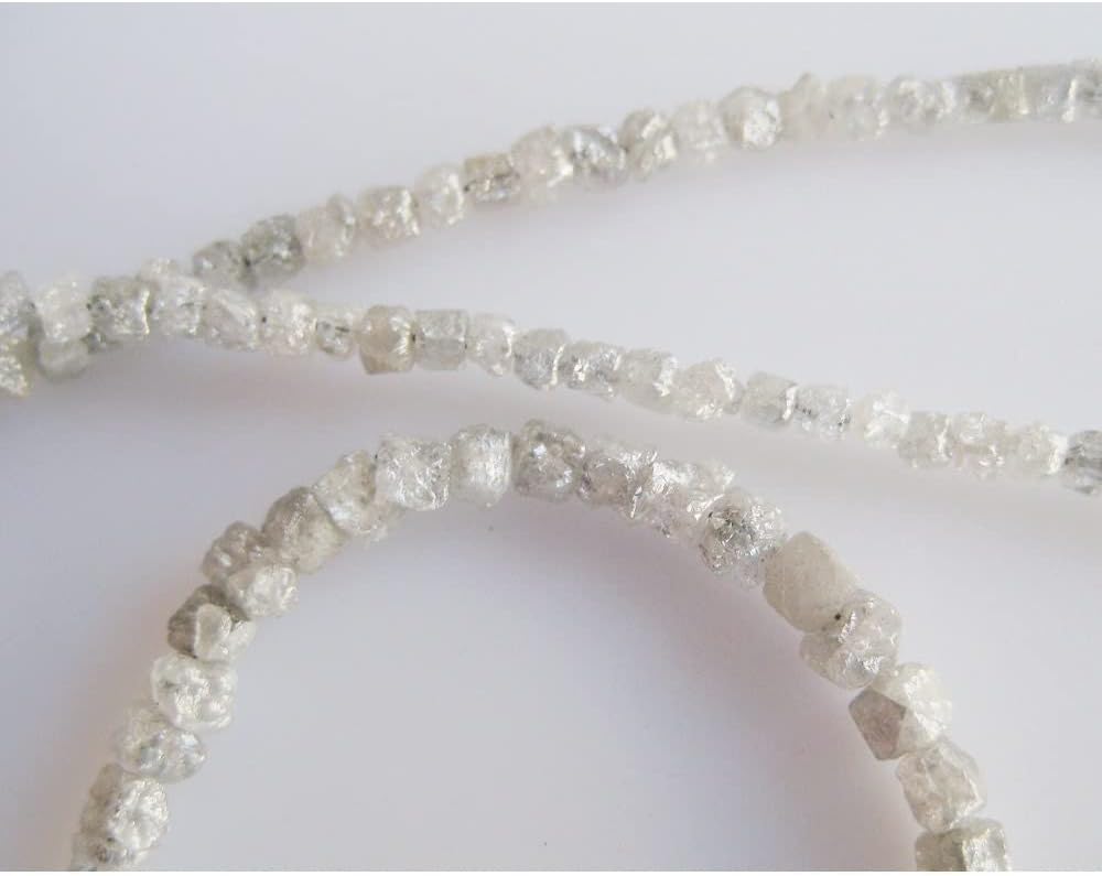 1mm To 2mm White Gray Diamond Box Beads, Rough Diamonds, Natural Raw Cube Diamonds, Conflict Free Diamond Beads For Jewelry (4IN To 16IN), 1-2 MM