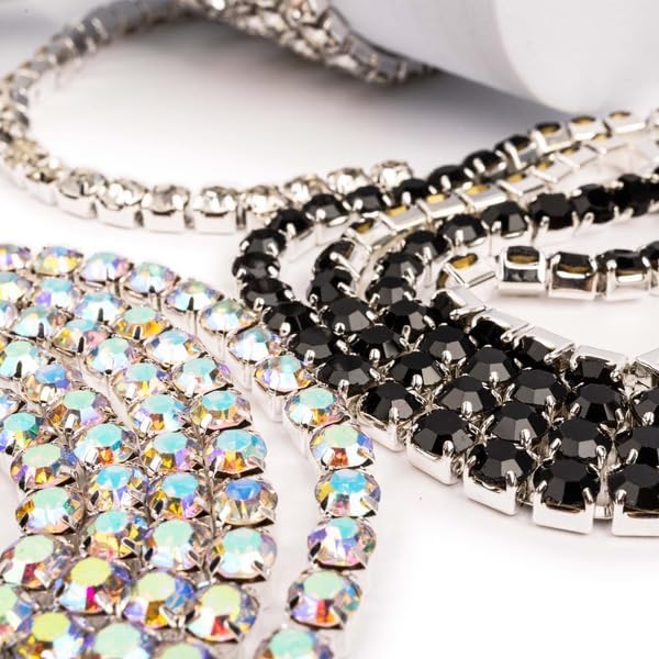 PotomacBeads, 5 Pieces, Crystal Cup Chain Collection, SS24 (5.5mm), 5 Colors, Silver Plated