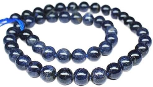 1 Strand Blue Sapphire Round Ball Smooth 6 Pieces Strand Gemstone Beads, Jewelry Supplies for Jewelry Making, Bulk Beads, for Meditation Jewellery for Reiki Healing Mystic Gemstone 4.5mm