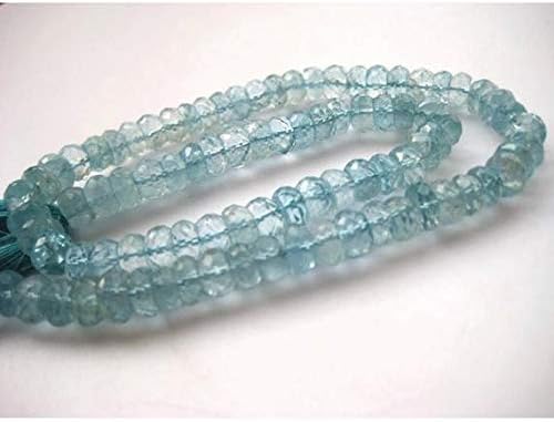 1 Strand Natural Swiss Blue Topaz Rondelles, Faceted Rondelle Beads, 6mm Beads, 6 Inch Code-HIGH-19215