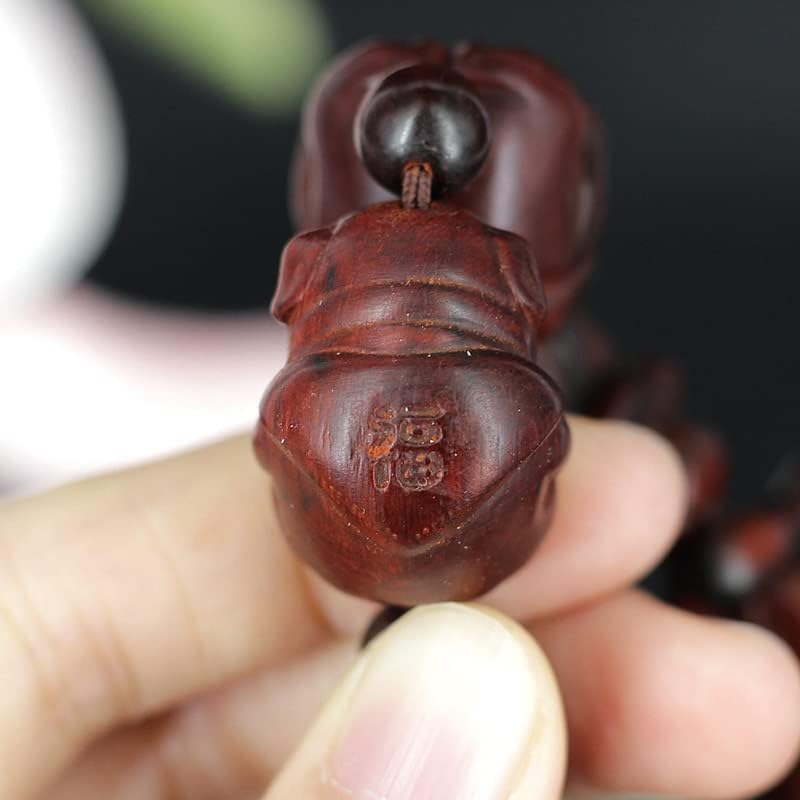 犀牛角紫檀雕刻佛珠手串 媲美小叶紫檀 老料沉水红木文玩(招财猪手串)