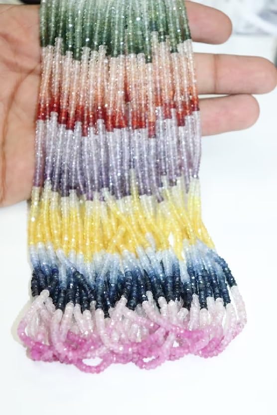 Multi Sapphire Faceted Rondelle Beads 3.5 mm Multi Rainbow Beads Multi Sapphire Beads Wholesale Beads Sapphire Multi Beads