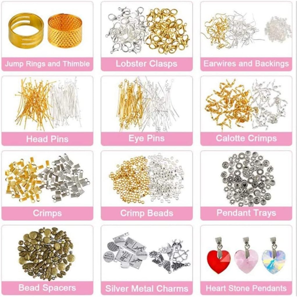 2035Pcs Jewelry Making Supplies Kit Earrings Repair Tools Include Jewelry Charms,Beads,Beading Wire for Necklace DIY