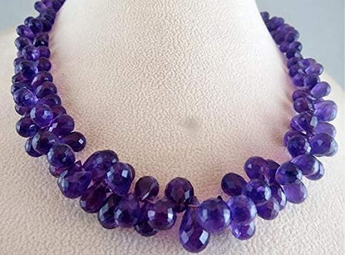 LOVEKUSH LKBEADS Natural Amethyst TEARDROPS Beads Necklace 23 INCHES 5-13MM Code-HIGH-46310