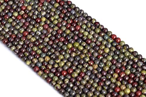 13 inch Strand of Natural gem Dragon Blood Jasper, 3-4 mm Round Smooth Beads for DIY Jewelry Making. | Beads_03318