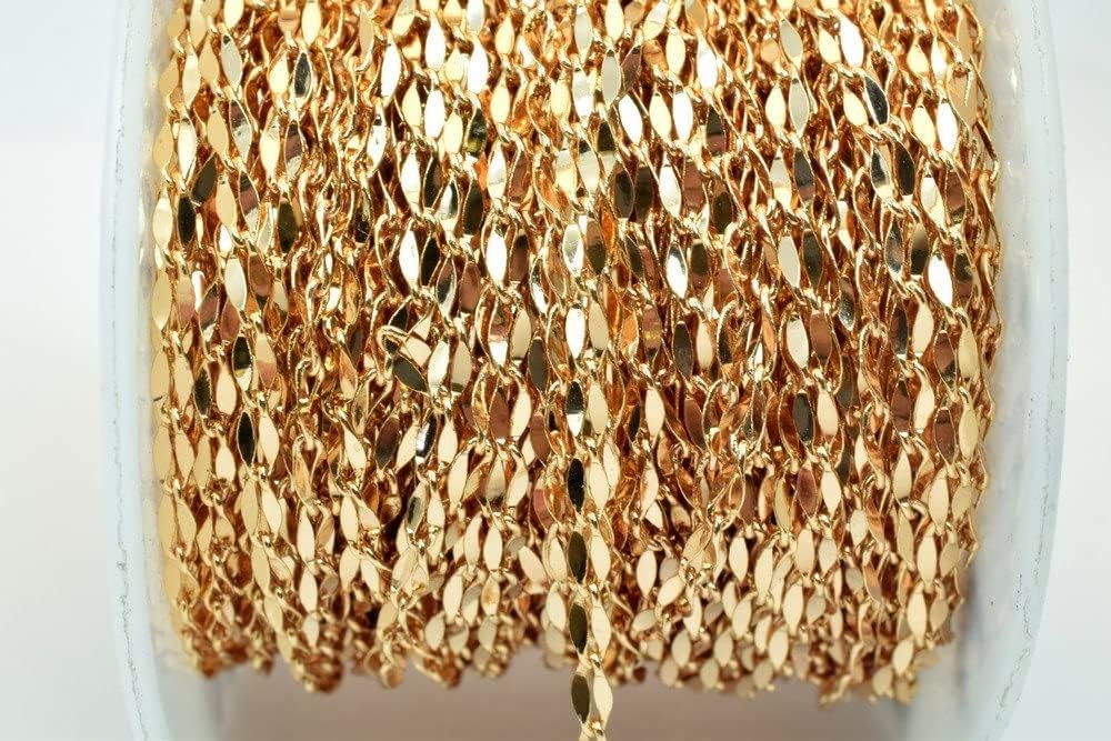18K Pinky Gold Filled EP Chain Width 2.5mm Thickness 0.5mm Gold-Filled findings for Gold Filled Sold by Foot PGF21