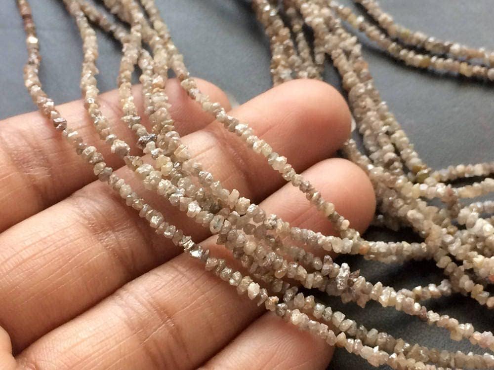 2-3mm Light Brown Rough Diamond Chip Beads, Light Brown Raw Diamond, Raw Uncut Diamond Beads For Jewelry (4IN To 16IN Options) - DS3607, 2-3 MM