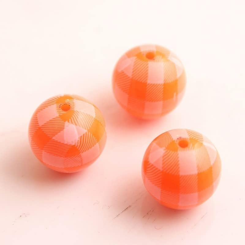 Davitu Kwoi Vita 12mm 20mm Acrylic Colorful Solid Beads Print White Plaid for Chunky Beads Necklace Jewelry - (Color: Red, Item Diameter: 12mm 1000pcs)