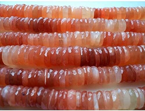 Orange Moonstone Heishi Beads, Round Heishi Beads, 10mm Heishi Beads, 8 Inch