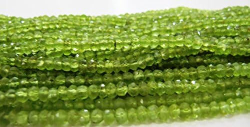 peridot rondelle faceted 4mm beads, natural gemstone strands 13 inches long sold