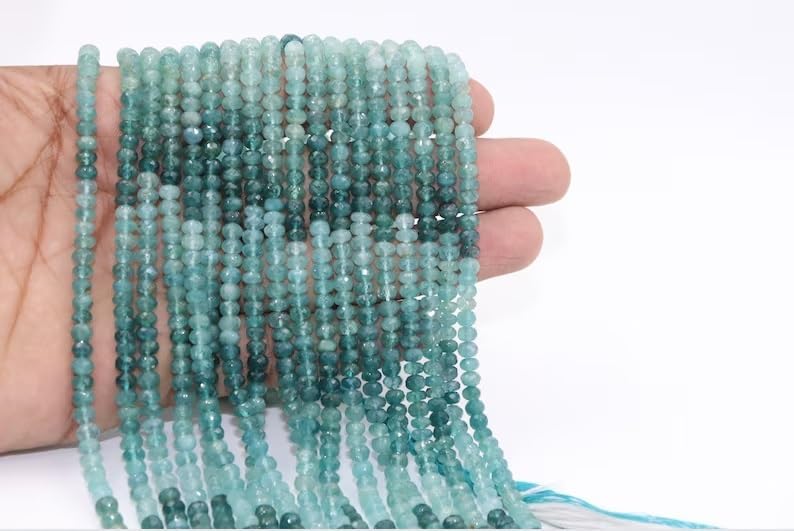 AAA+ Grandidierite 6 mm Faceted Rondelle Beads, Natural Grandidierite Semi Precious Gemstone Loose Rondelles for Jewellery Making