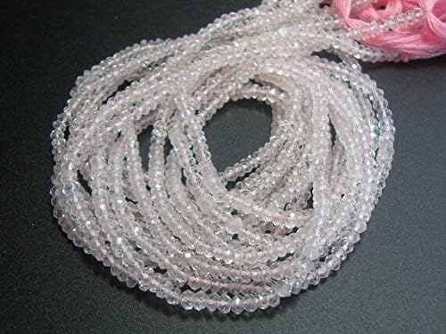 3-3.5mm, Full 14 Inch Strand, Rose Quartz Micro Faceted Rondelles