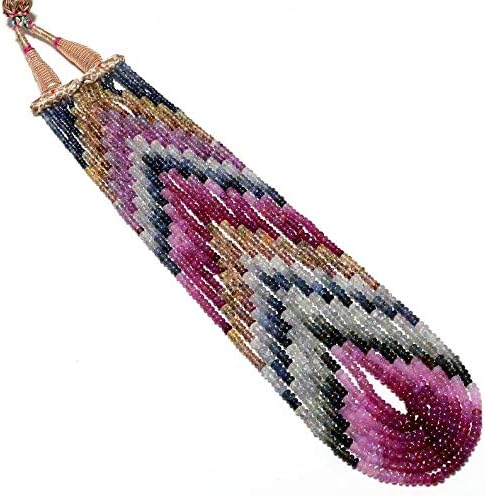 7 strands multi sapphire beads, sapphire rondelle beads, 2.5mm to 4mm beads, 14 inches to 17 inches each