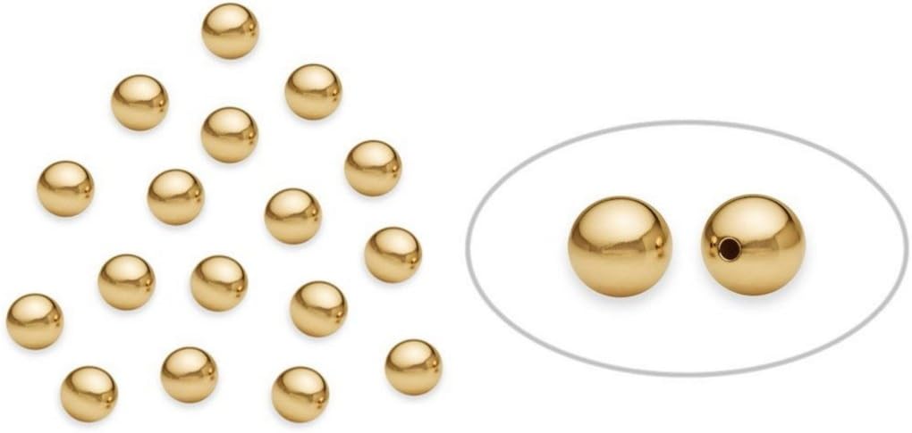 30pcs Adabele Real Yellow Gold Plated Sterling Silver Hypoallergenic 8mm Seamless Loose Round Spacer Beads for DIY Craft Jewelry Making SS343