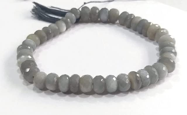Grey Moonstone Beads, Natural Grey Moonstone Rondelle Faceted Beads, 9-10mm Grey Moonstone Beads, Grey Moonstone Jewelry Making 9