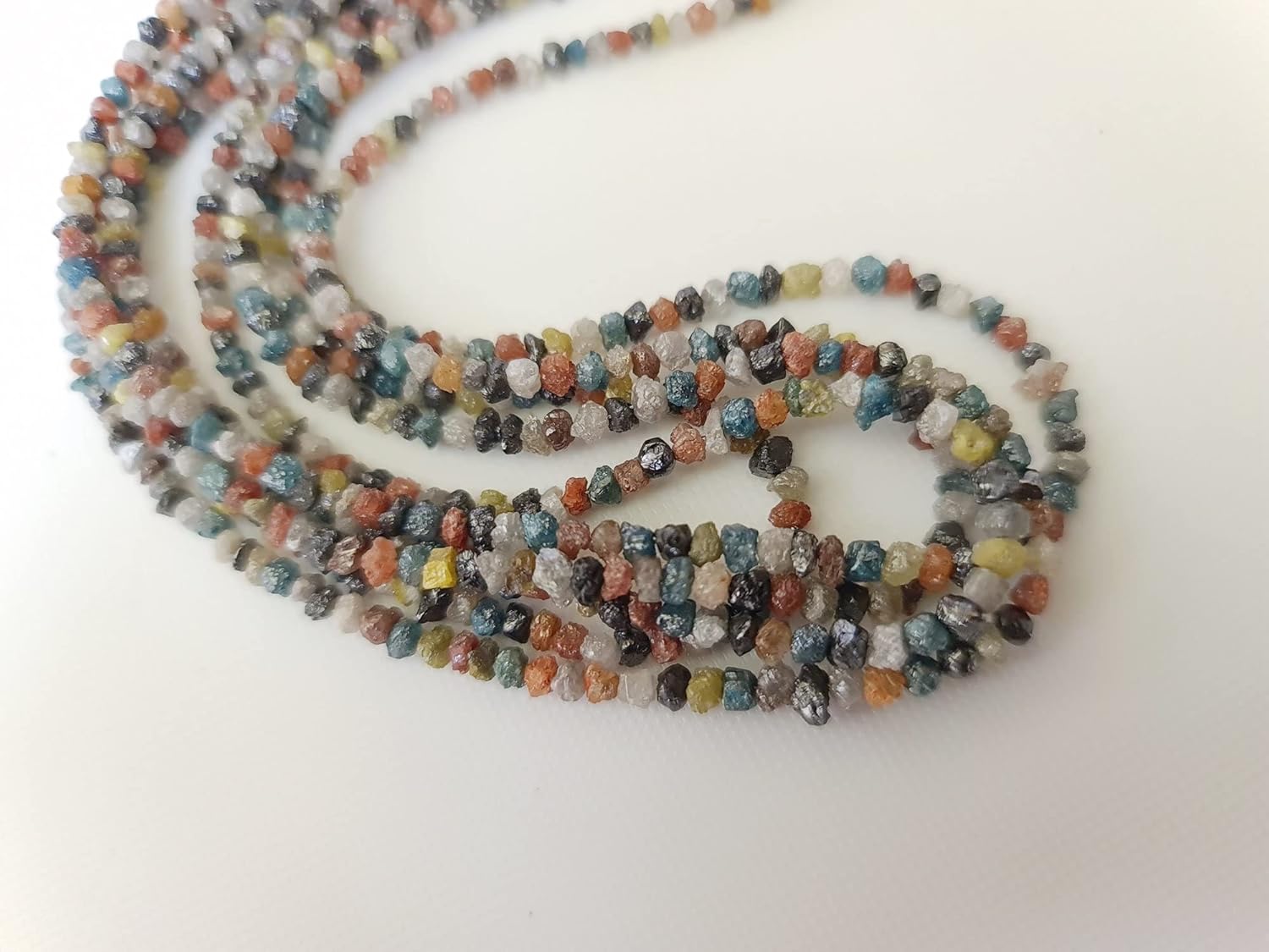 Women's 3-4mm Multi Color Diamond Beads Natural Multi Color Conflict Free Rough/Raw Diamond Uncut Diamond Loose Diamond(8IN to 16IN Option)-PDD281, 3-4mm, 16 in