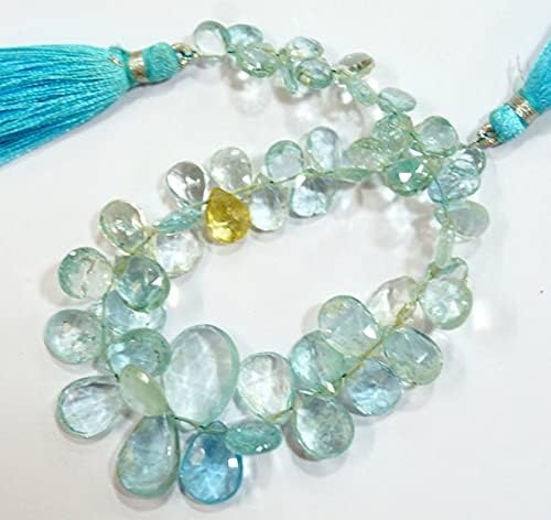 7 inch Strand of Natural Aquamarine 6x6-12x15mm pear Faceted briolette Beads for DIY Jewelry Making. |BRIO_00669