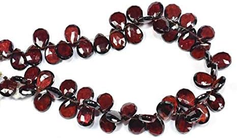 8 Inch 137 Cts 7x10-7x11mm Natural Mozambique Red Garnet Faceted Pear Shape Briolette Beads Strand Code-HIGH-59902