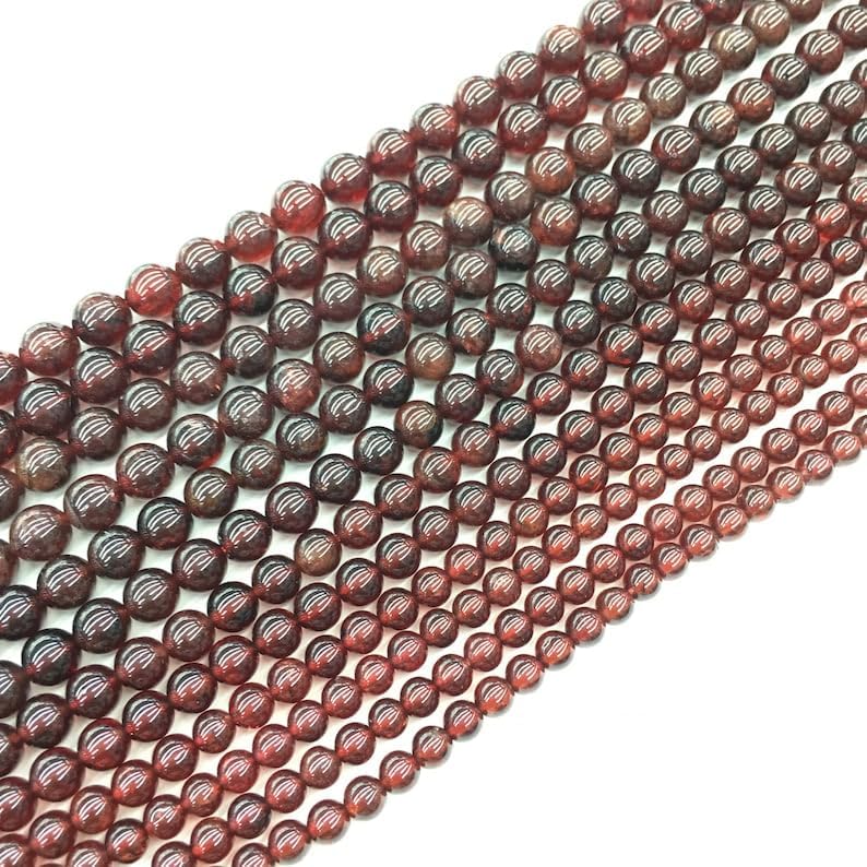 13 inch Strand of Natural gem Garnet, 8 mm Round Smooth Beads for DIY Jewelry Making. | Beads_03518