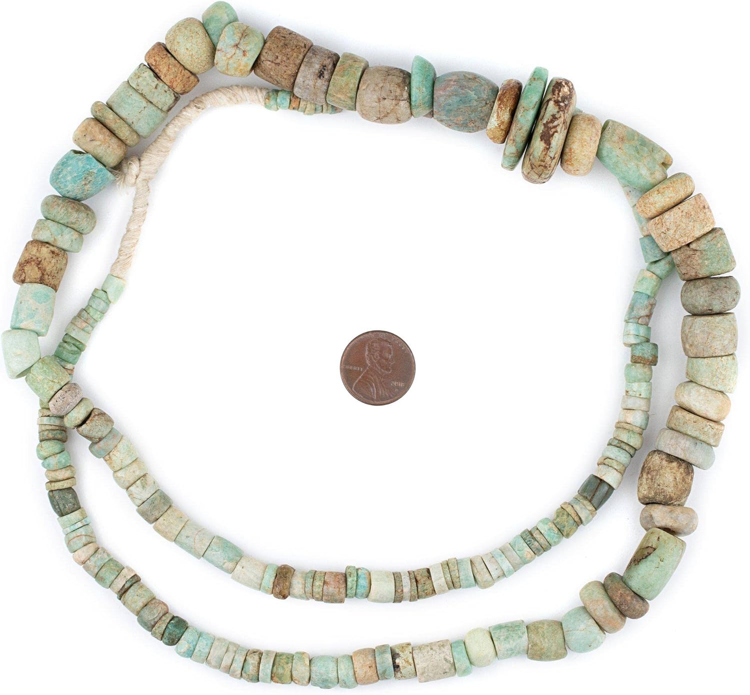 The Bead Chest Ancient Amazonite African Stone Beads #8626 15mm Mali Green Cylinder Gemstone Large Hole 36 Inch Strand Handmade