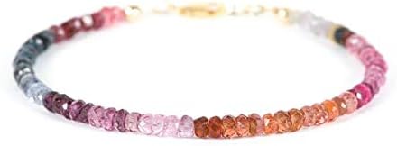 Jewelry Multi Colored Spinel Delicate Bracelet, Genuine Spinel Gemstone Bracelet, Gemstone Handmade Jewelry