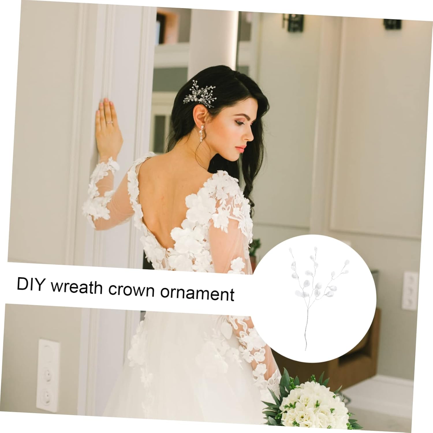 10pcs Acrylic Bead Drops Spray Artificial Floral Stems for Wedding and Craft Decoration DIY Short Branch Bead Accents White for Scrapbooking and Floral Arrangements