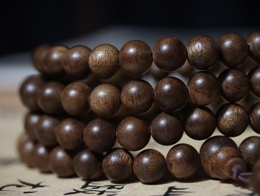Agarwood 8mm*108 Brunei Agarwood Soft Silk Nine Points Sinking Buddha Beads Rosary Beads
