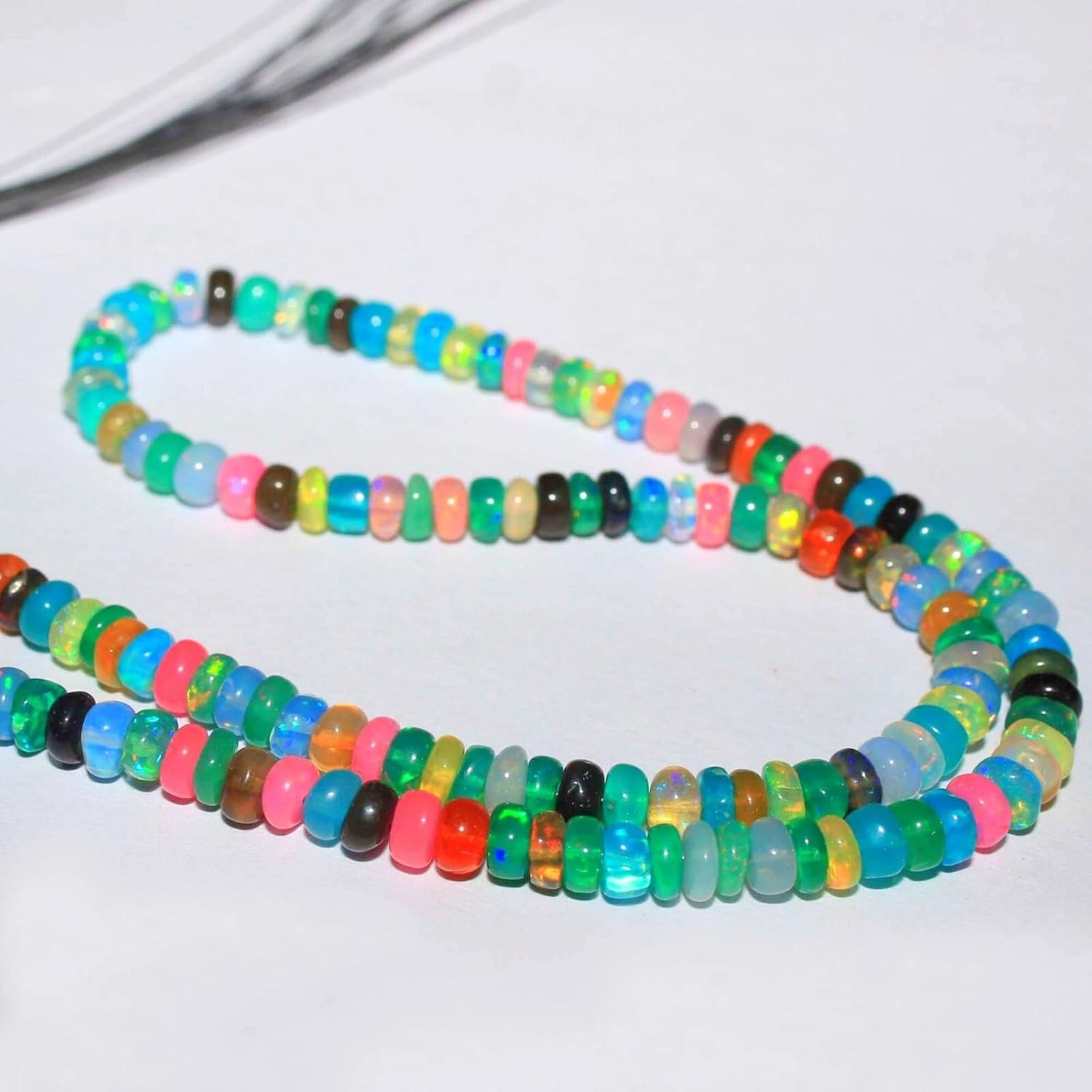 3-5mm AAA Multi Ethiopian Fire Opal Rondelle Smooth Gemstone Beads 12
