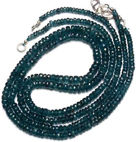 Natural Gemstone Rare Moss Green Kyanite 4 to 5.5MM Faceted Rondelle Beads 19 Inch Full Strand Fine Quality Beads Complete Necklace