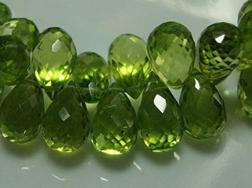 10 pcs, 7-8x5mm, Apple Green Genuine Perit Micro Faceted Teardrop Briolettes Code-HIGH-62372