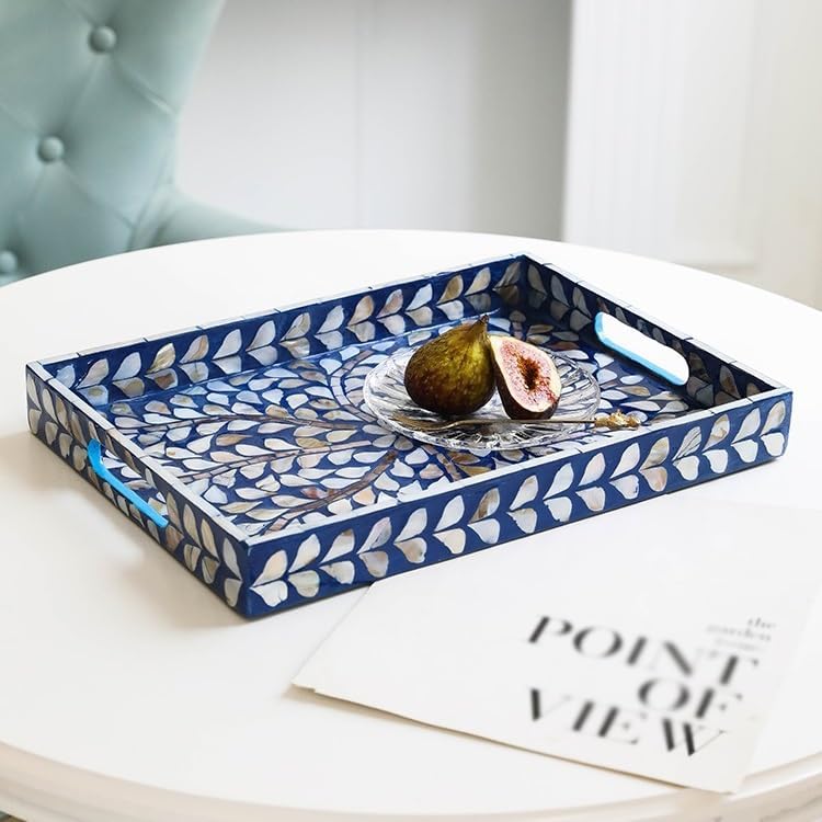 Cafeteria Tray Shell Tray Desktop Decoration Fruit Tray Storage Tray Home Creative Ornaments Storage Tray Blue Tray Serving Trays