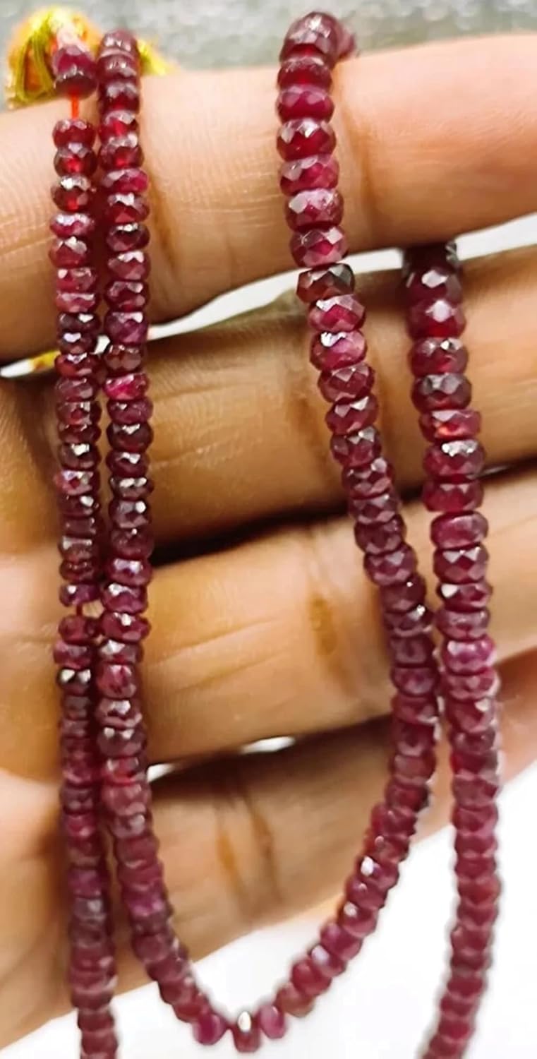 Natural Red Ruby Corundum Rondelle Beads Faceted,4mm, 18 inch for Jewelry Making