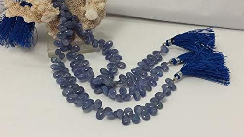 Tanzanite Graduating Smooth Flat Drop Gemstone Beads 8 in. Full Strand 6.5mm x 5mm to 9.5mm x 6mm Code-HIGH-60697