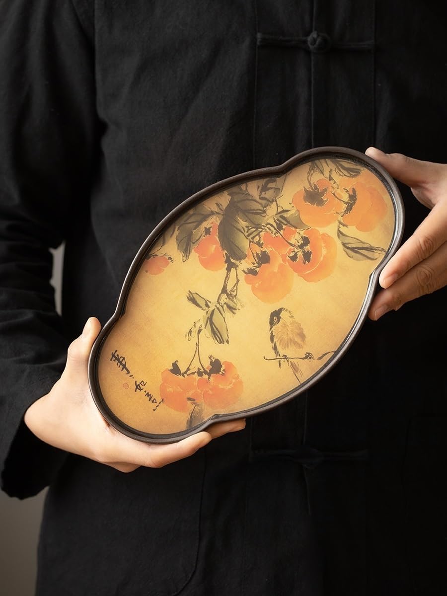 Tray Decor Ruyi Ceramic Small Tea Tray Dry Tea Tray Pot Holder Tea Ceremony Accessories Home Tea Tray Chinese Tea Tray Food Tray(A)