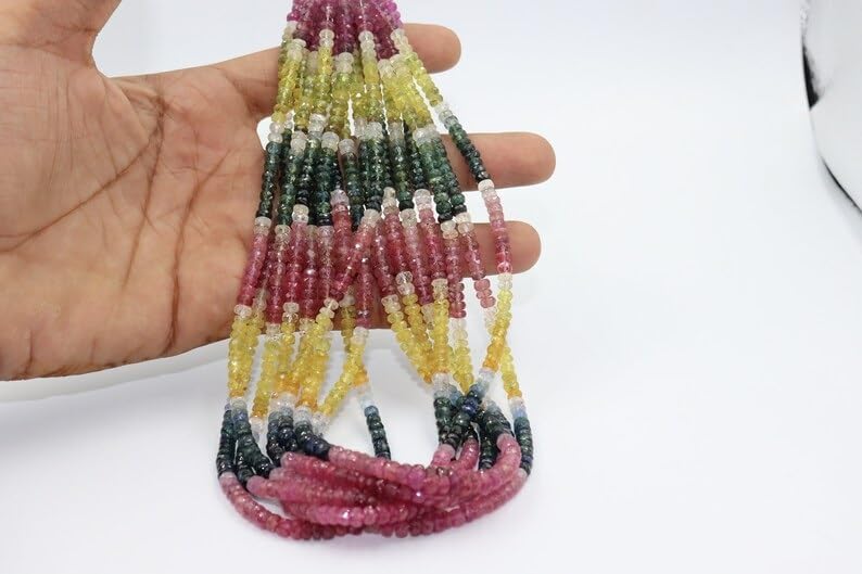 Natural Multi Sapphire Faceted Rondelle Beads 4-5 mm Multi Rainbow Beads Multi Sapphire Beads Wholesale Beads