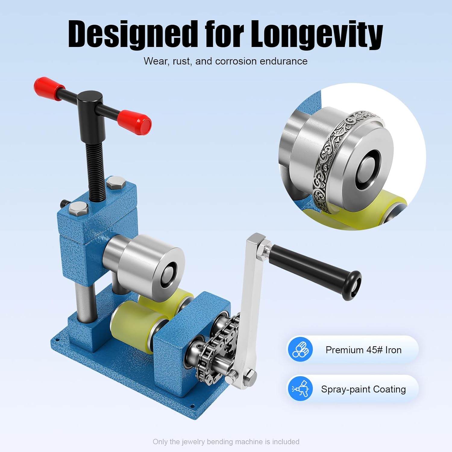 CHINEGER Hand Crank Ring Bracelet Bending Tool Jewelry Manual Bracelet Bender Metal Earring Ring Press Bending Machine with Rotatable T-Bar for Jewelry Store, Craft Room, Home Use