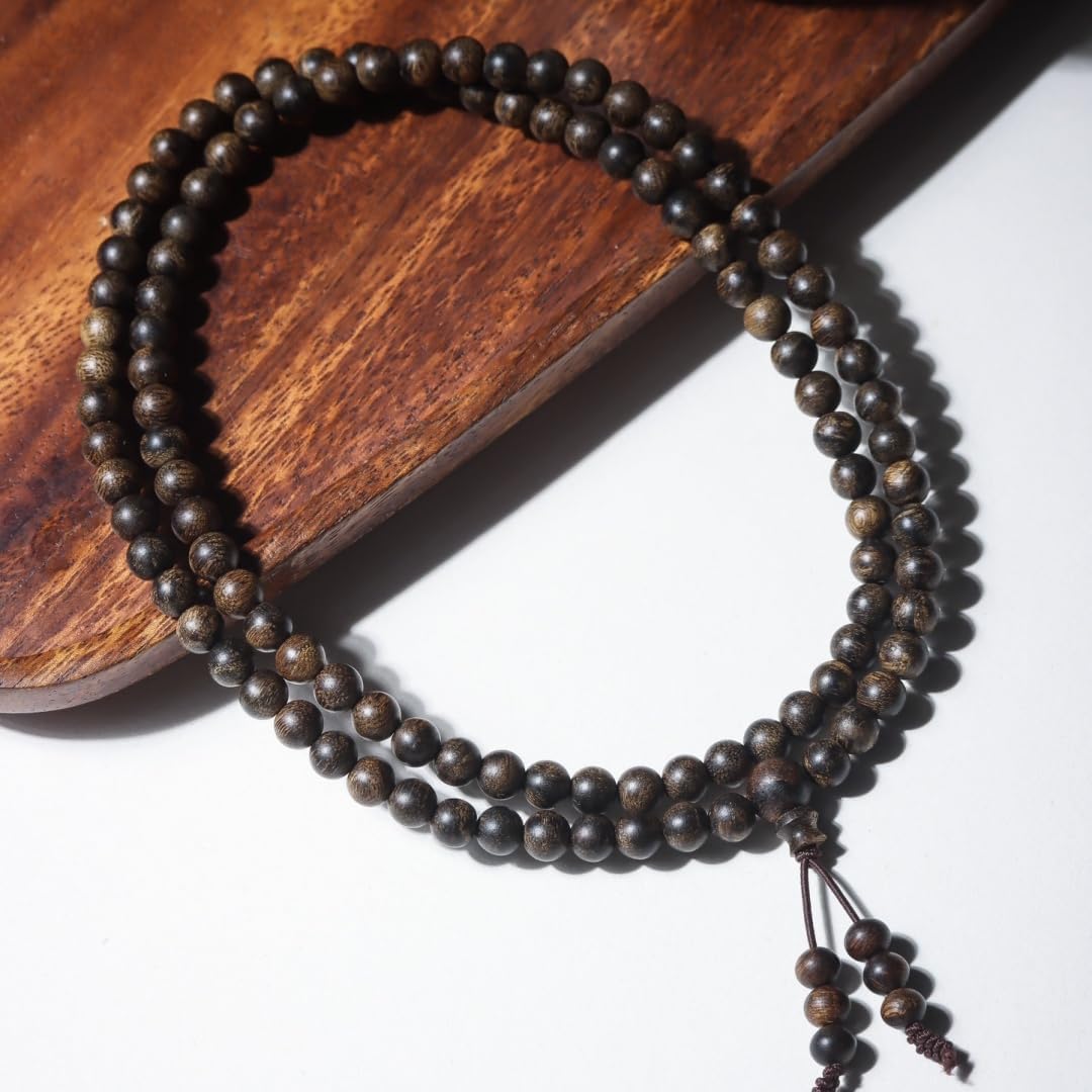 Vietnam Nha Trang White Agarwood Burl Old Material 6mm*108 Beads Delicate Jade-Like Full Grain Sinking Grade